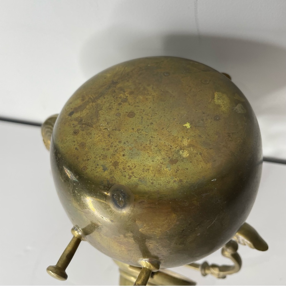 Vintage Brass Tipping Teapot with Stand & Burner India Tea Set Warmer 13” Tall - Picture 11 of 12